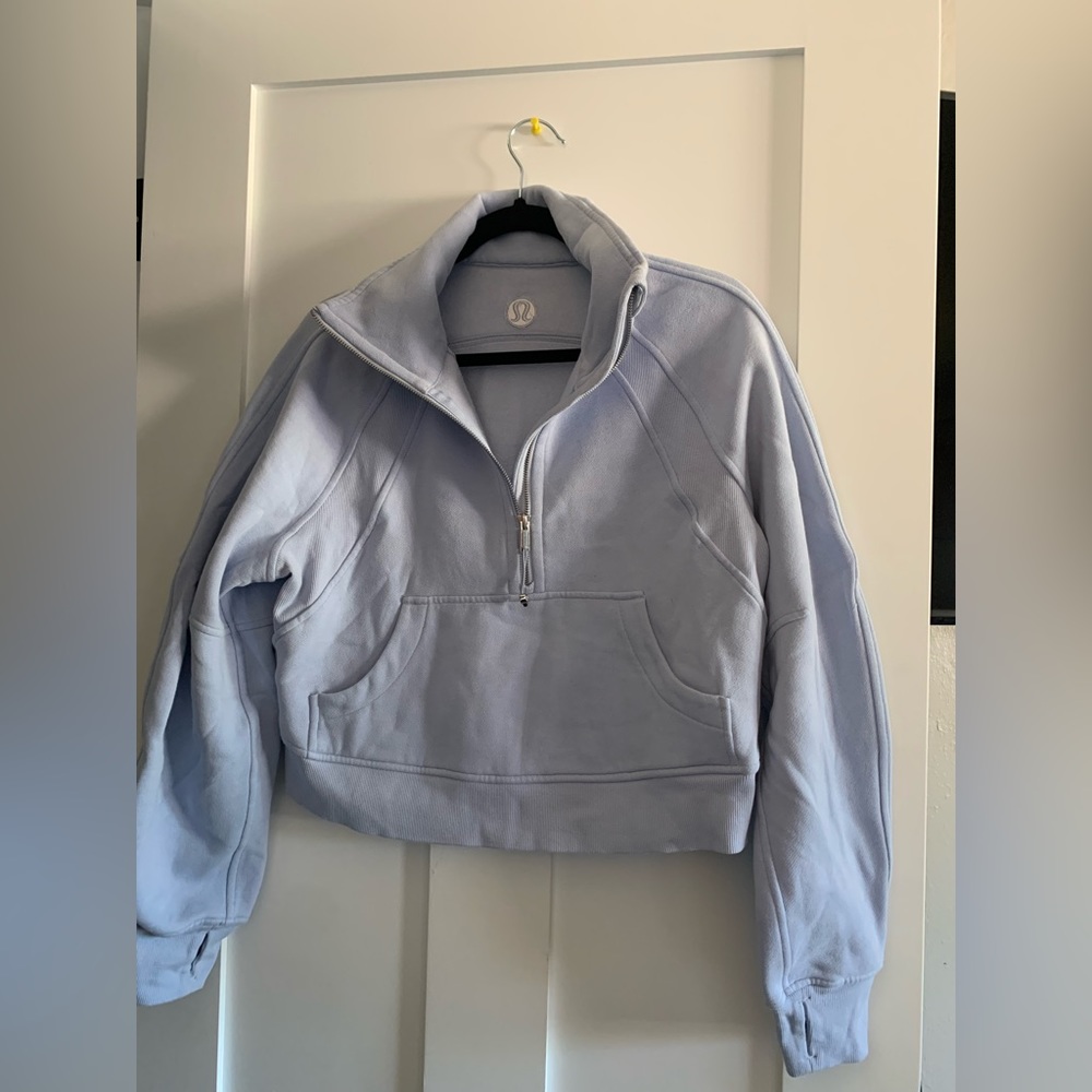 Lululemon funnel neck scuba blue linen xs/s